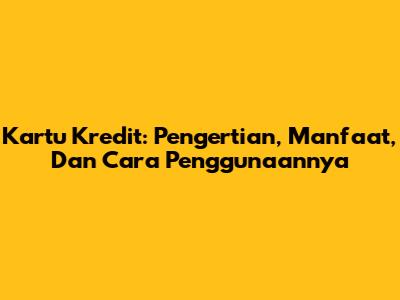 Kartu Kredit: Pengertian, Manfaat, Dan Cara Penggunaannya
