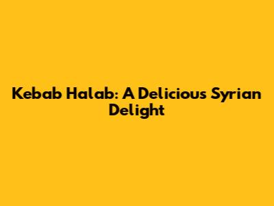 Kebab Halab: A Delicious Syrian Delight