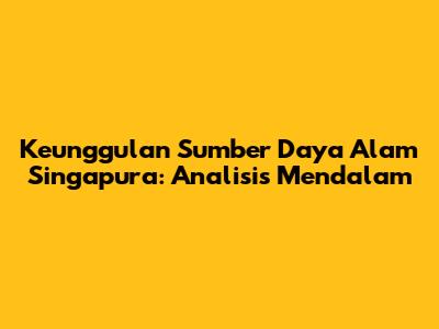 Keunggulan Sumber Daya Alam Singapura: Analisis Mendalam