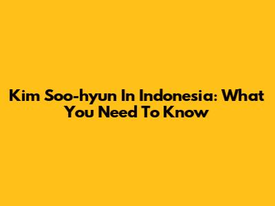 Kim Soo-hyun In Indonesia: What You Need To Know