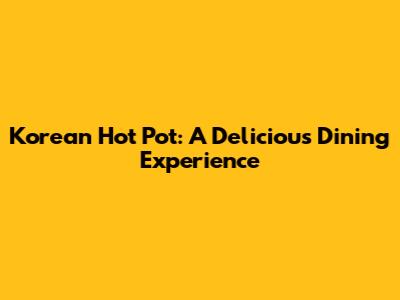 Korean Hot Pot: A Delicious Dining Experience