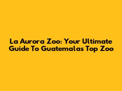 La Aurora Zoo: Your Ultimate Guide To Guatemala's Top Zoo