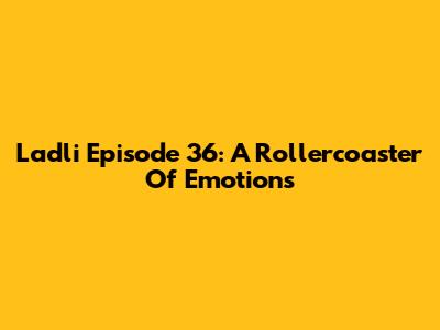 Ladli Episode 36: A Rollercoaster Of Emotions