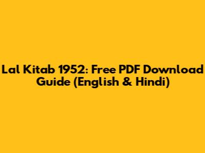 Lal Kitab 1952: Free PDF Download Guide (English & Hindi)
