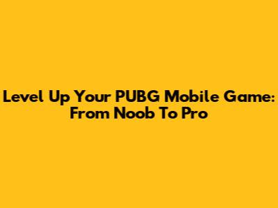 Level Up Your PUBG Mobile Game: From Noob To Pro