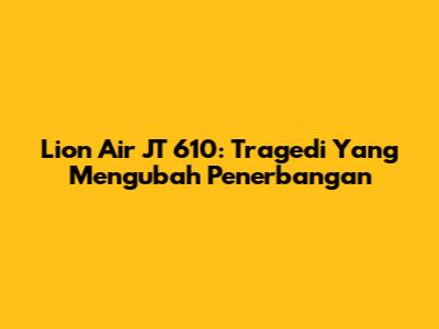 Lion Air JT 610: Tragedi Yang Mengubah Penerbangan