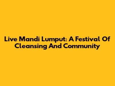 Live Mandi Lumput: A Festival Of Cleansing And Community