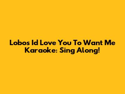 Lobo's 'I'd Love You To Want Me' Karaoke: Sing Along!
