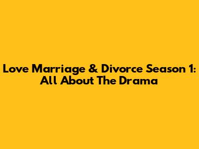 Love Marriage & Divorce Season 1: All About The Drama