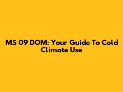 MS 09 DOM: Your Guide To Cold Climate Use