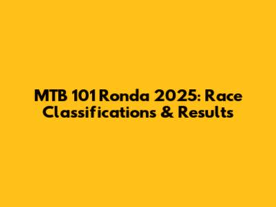 MTB 101 Ronda 2025: Race Classifications & Results