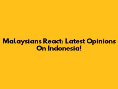 Malaysians React: Latest Opinions On Indonesia!