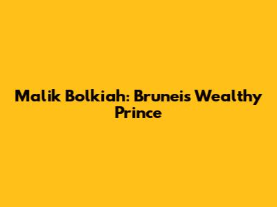 Malik Bolkiah: Brunei's Wealthy Prince