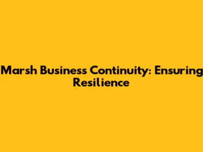 Marsh Business Continuity: Ensuring Resilience