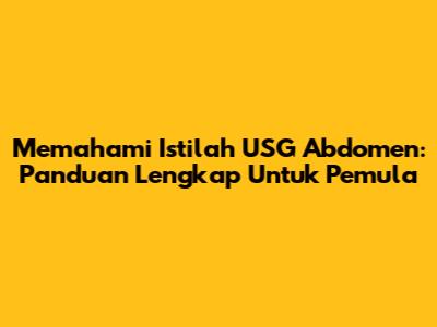 Memahami Istilah USG Abdomen: Panduan Lengkap Untuk Pemula