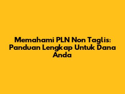 Memahami PLN Non Taglis: Panduan Lengkap Untuk Dana Anda