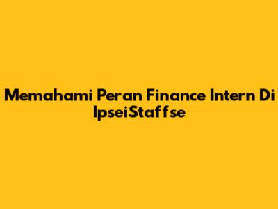 Memahami Peran Finance Intern Di IpseiStaffse