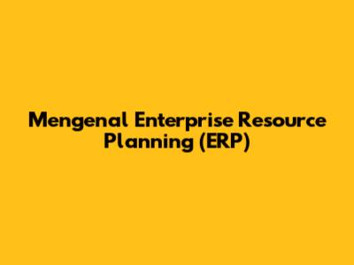 Mengenal Enterprise Resource Planning (ERP)
