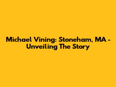 Michael Vining: Stoneham, MA - Unveiling The Story