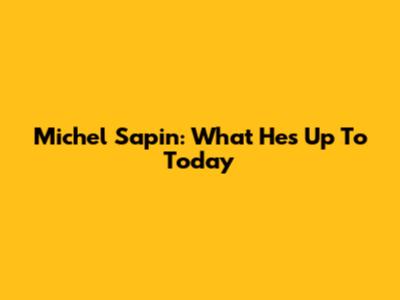 Michel Sapin: What He's Up To Today