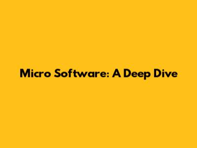 Micro Software: A Deep Dive