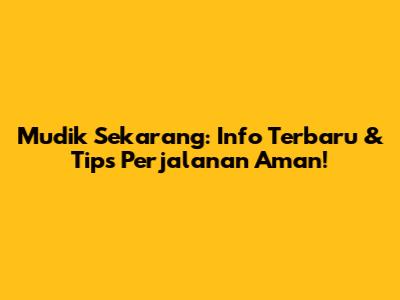 Mudik Sekarang: Info Terbaru & Tips Perjalanan Aman!