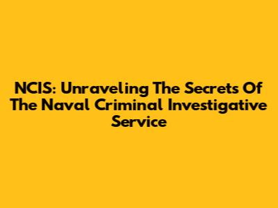 NCIS: Unraveling The Secrets Of The Naval Criminal Investigative Service