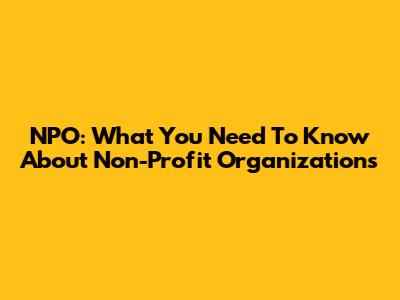 NPO: What You Need To Know About Non-Profit Organizations