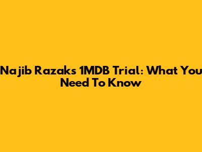 Najib Razak's 1MDB Trial: What You Need To Know