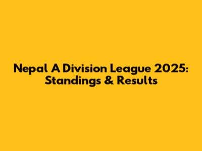 Nepal A Division League 2025: Standings & Results
