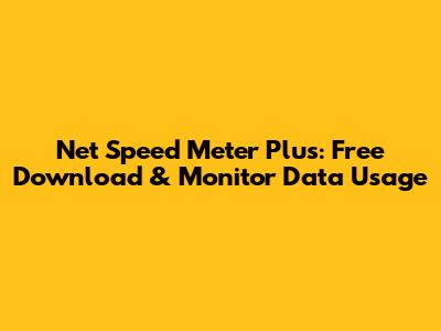 Net Speed Meter Plus: Free Download & Monitor Data Usage