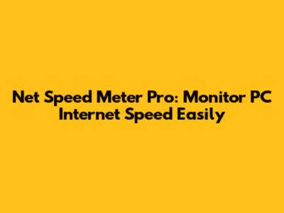 Net Speed Meter Pro: Monitor PC Internet Speed Easily