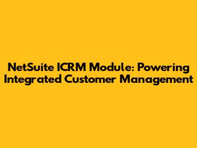 NetSuite ICRM Module: Powering Integrated Customer Management