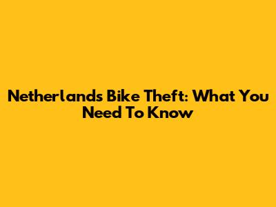 Netherlands Bike Theft: What You Need To Know