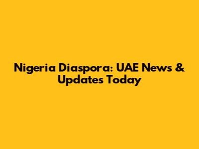 Nigeria Diaspora: UAE News & Updates Today
