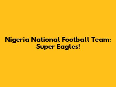 Nigeria National Football Team: Super Eagles!