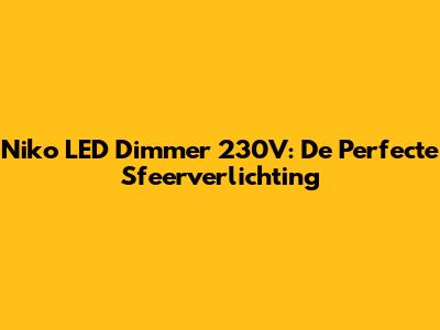 Niko LED Dimmer 230V: De Perfecte Sfeerverlichting