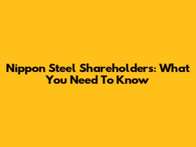 Nippon Steel Shareholders: What You Need To Know