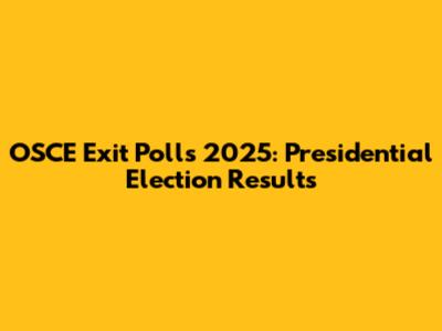 OSCE Exit Polls 2025: Presidential Election Results