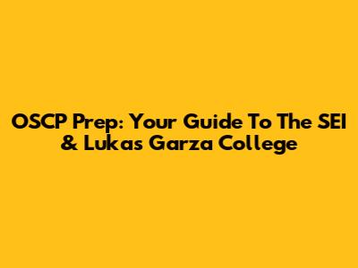 OSCP Prep: Your Guide To The SEI & Lukas Garza College