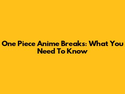 One Piece Anime Breaks: What You Need To Know