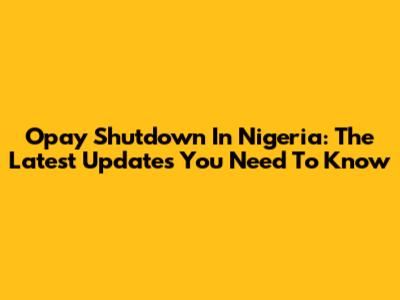 Opay Shutdown In Nigeria: The Latest Updates You Need To Know