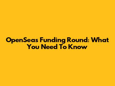 OpenSea's Funding Round: What You Need To Know