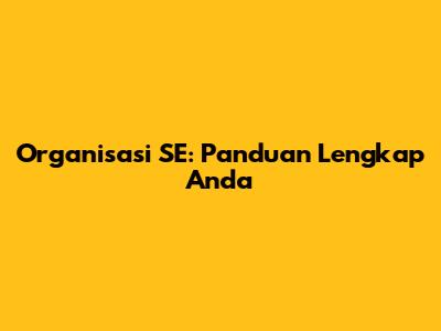 Organisasi SE: Panduan Lengkap Anda