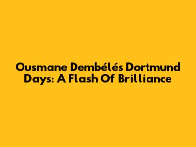 Ousmane Dembélé's Dortmund Days: A Flash Of Brilliance
