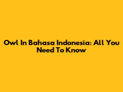 Owl In Bahasa Indonesia: All You Need To Know