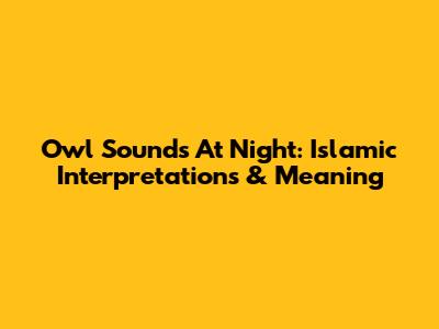 Owl Sounds At Night: Islamic Interpretations & Meaning