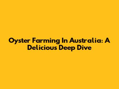 Oyster Farming In Australia: A Delicious Deep Dive