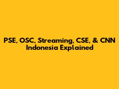 PSE, OSC, Streaming, CSE, & CNN Indonesia Explained