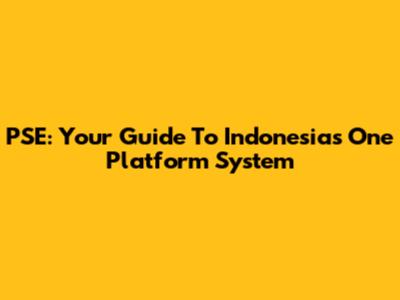 PSE: Your Guide To Indonesia's One Platform System